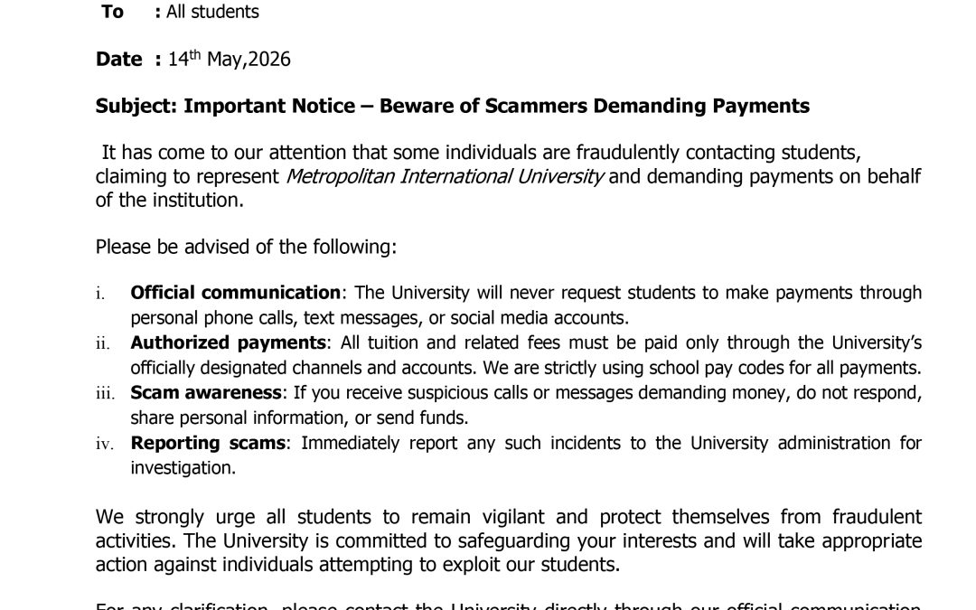 Important Notice: Beware of Scammers Demanding Payments